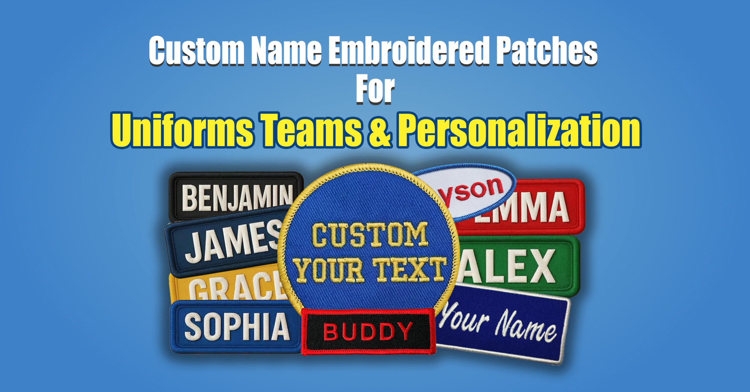 Custom Name Embroidered Patches for Uniforms, Teams & Personalization